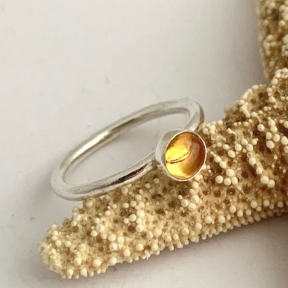 Sterling Silver and Citrine Gemstone Stacking Ring