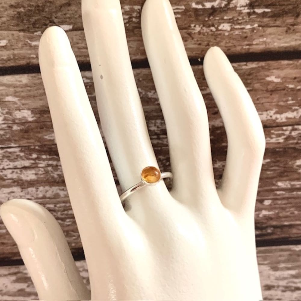 Sterling Silver and Yellow Citrine Stacking Ring