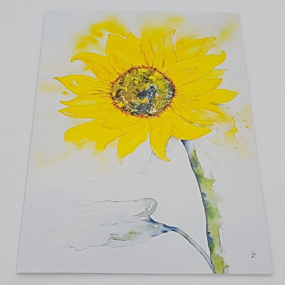 Sunflower artwork from an original Watercolour on A5 Blank Greetings card