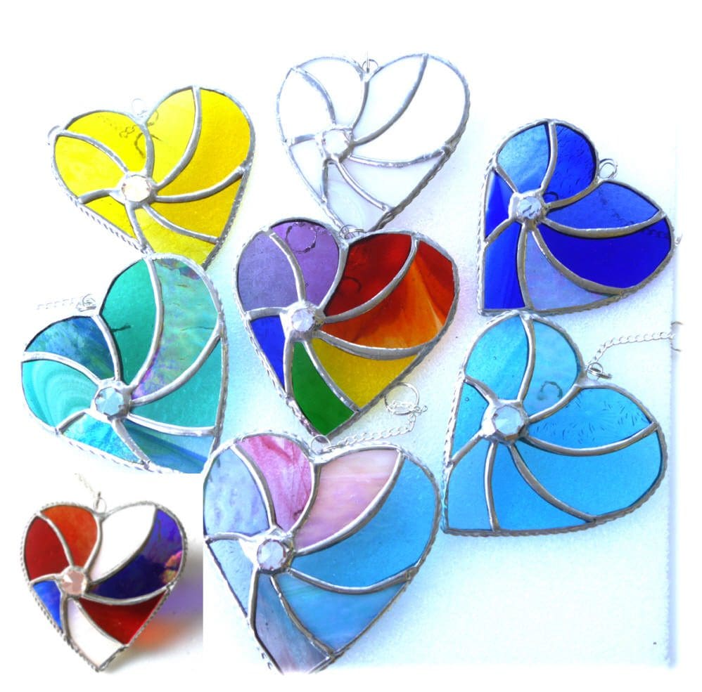 Swirl Heaer stained glass suncatchers colour choice handmade