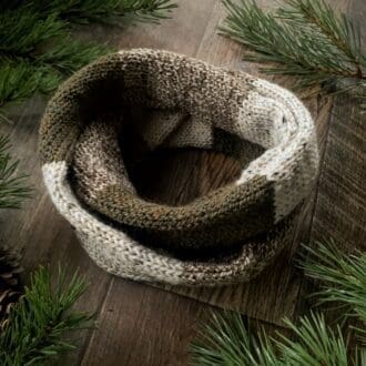 Knitted infinity scarf in shades of textured browns
