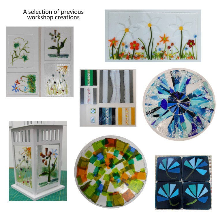 A selection of fused glass made during a workshop with Fralgeto Glass