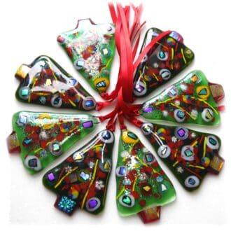Christmas tree decoration fused dichroic decorated handmade