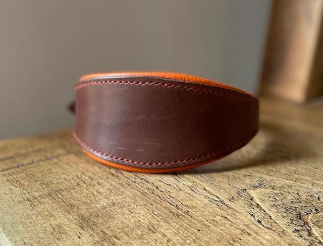 handmade leather dog collar flared design 15-20"