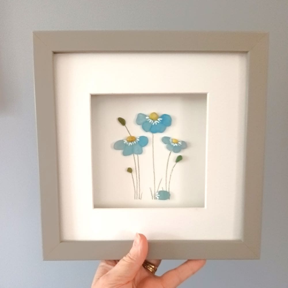 sea glass forget me not framed wall art