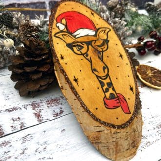 Christmas Giraffe Log slice