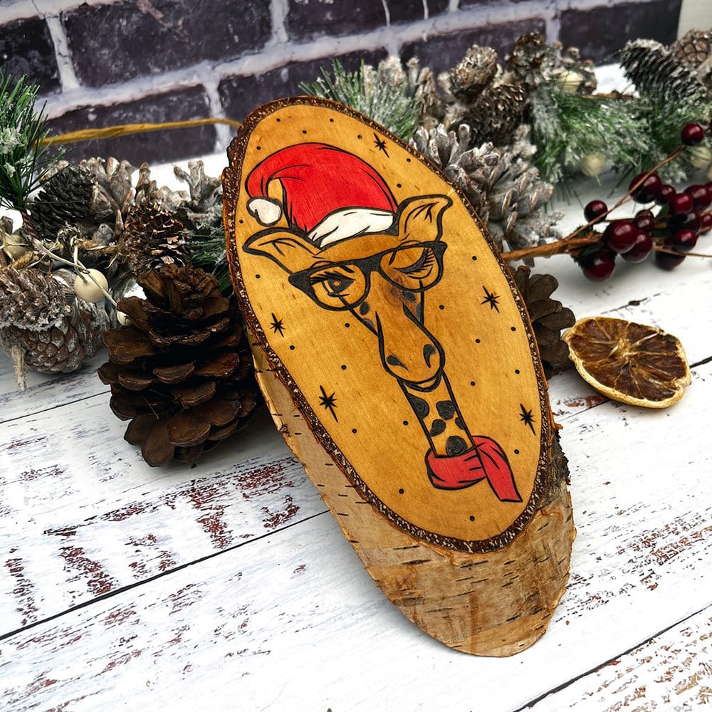 Christmas Giraffe Log slice