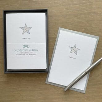 Thank you cards with hand drawn blue star