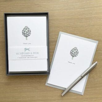 Notecards with artichoke illustration