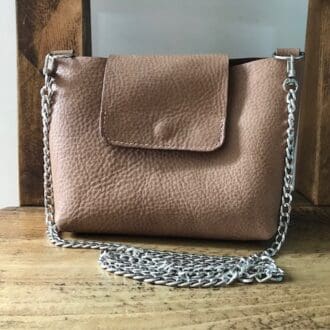 Italian leather shoulder bag neutral with two strap options