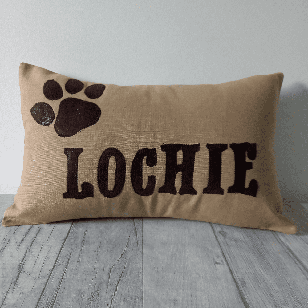 custom dog cushion Lochie