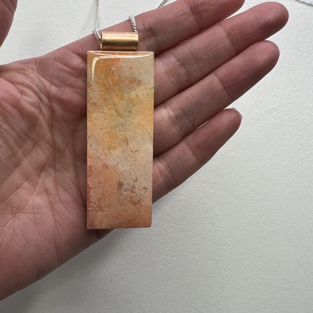 peach and copper wooden necklace