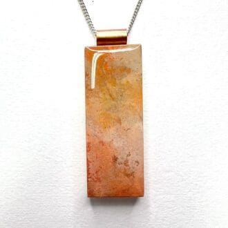 peach and copper wooden necklace