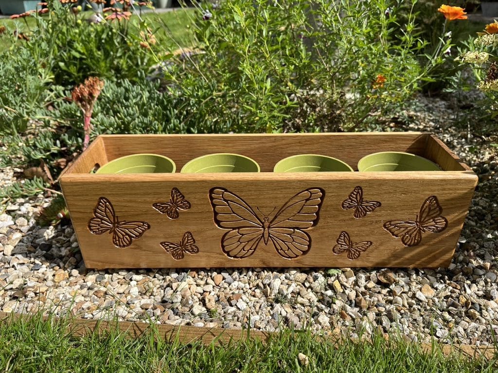 Butterfly Solid Oak Planter