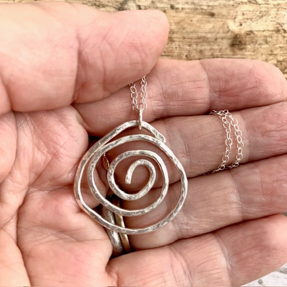 925 Sterling Silver Circle Spiral Necklace