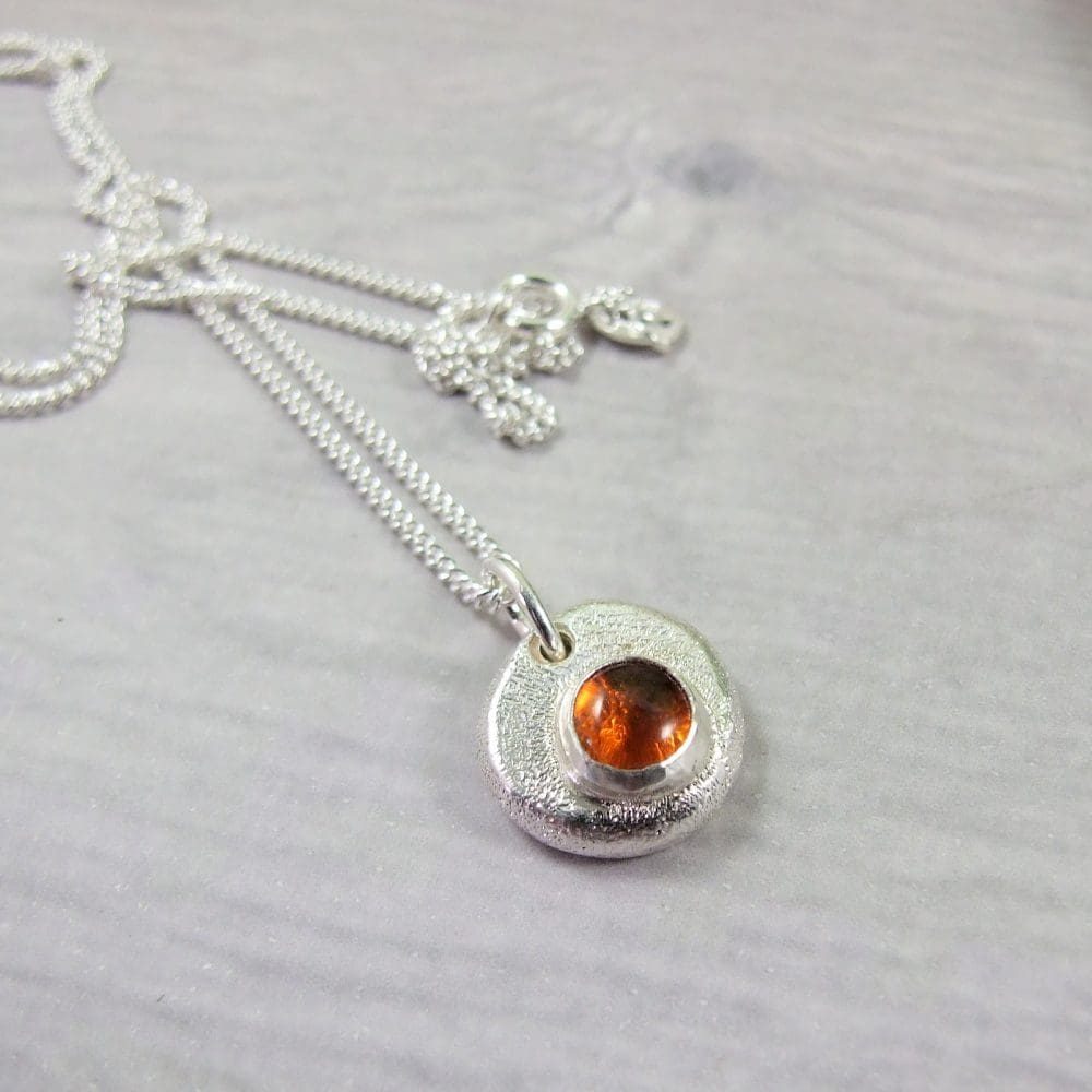Silver Necklace with Amber Gemstone | The British Craft House