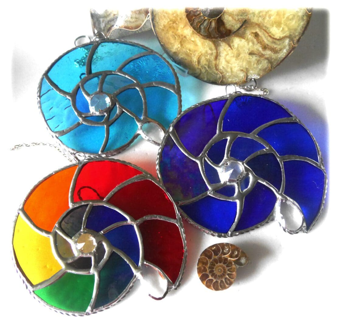 ammonite stained glass suncatchers handmade