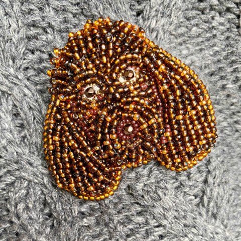 Hand Beaded Pet Portrait by DewCatDesigns - commissioned dog brooch pet portrait