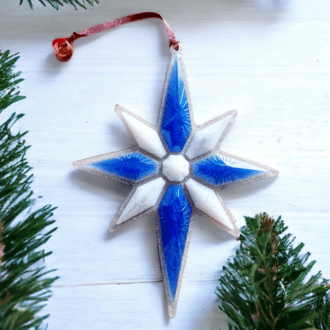 Blue silver - Christmas star - resin - decoration