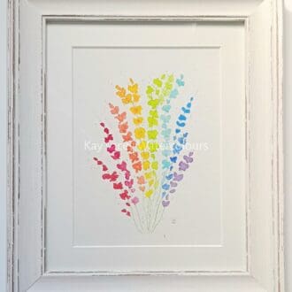 Framed Watercolour painting of colourful bouquet