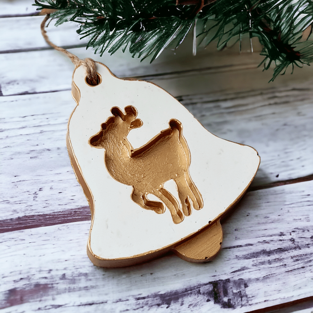 Christmas ornaments - gold - white - trees