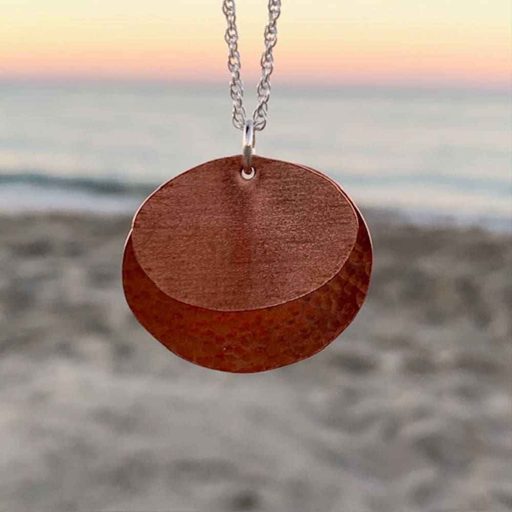 Copper Textured Layered Oval Necklace
