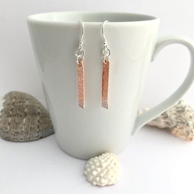 Copper and Silver Tip Earrings