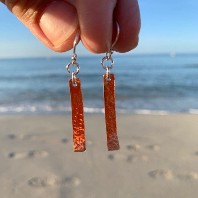 Copper and Sterling Silver Bar Earrings