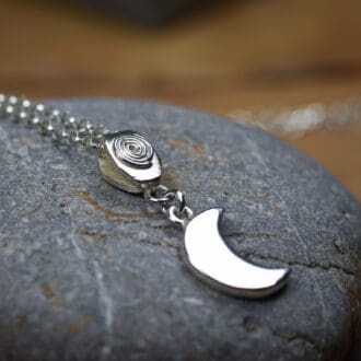 Argentium Silver Crescent Moon Necklace, With a full adjustable Sterling Silver Chain.