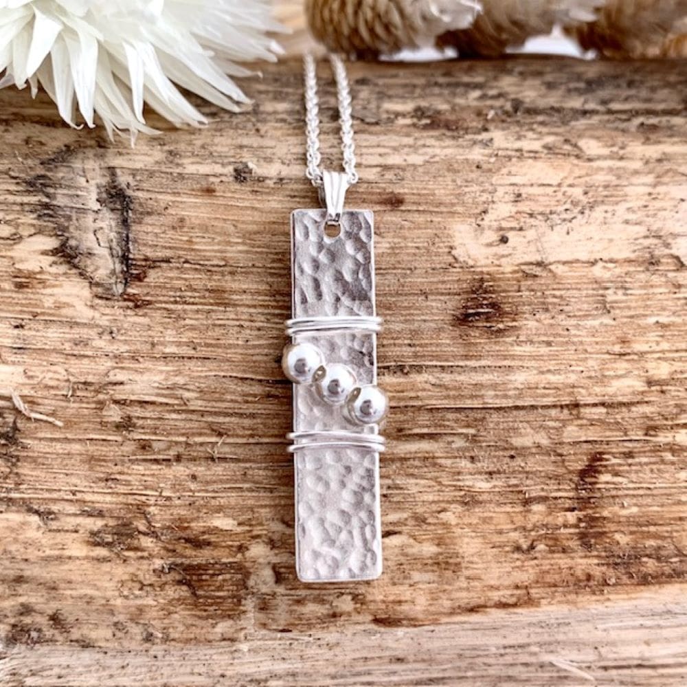 Dimpled Sterling Silver Bar Necklace