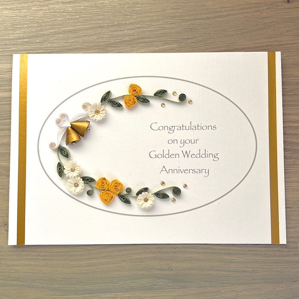 Handmade 50th golden wedding anniversary congratulations card