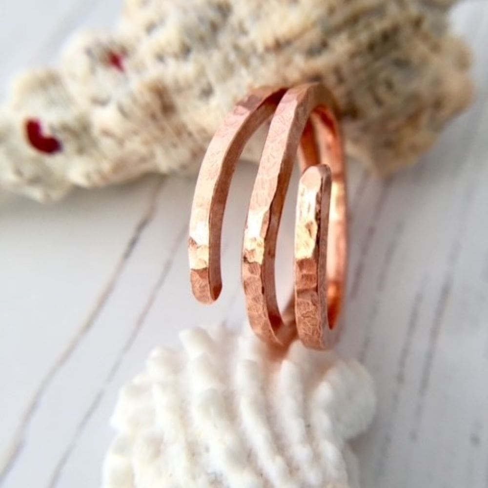 Hammered Spiral Copper Wire Ring