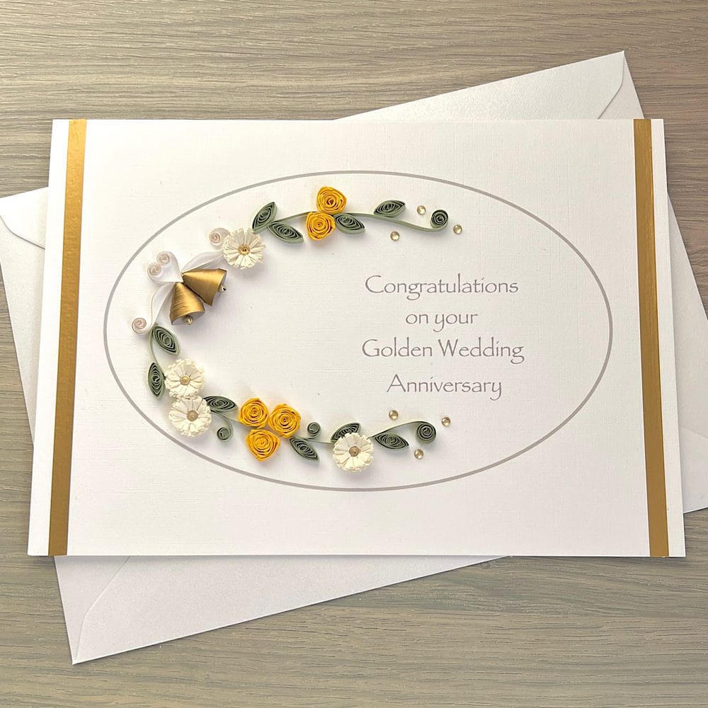 Handmade 50th golden wedding anniversary congratulations card