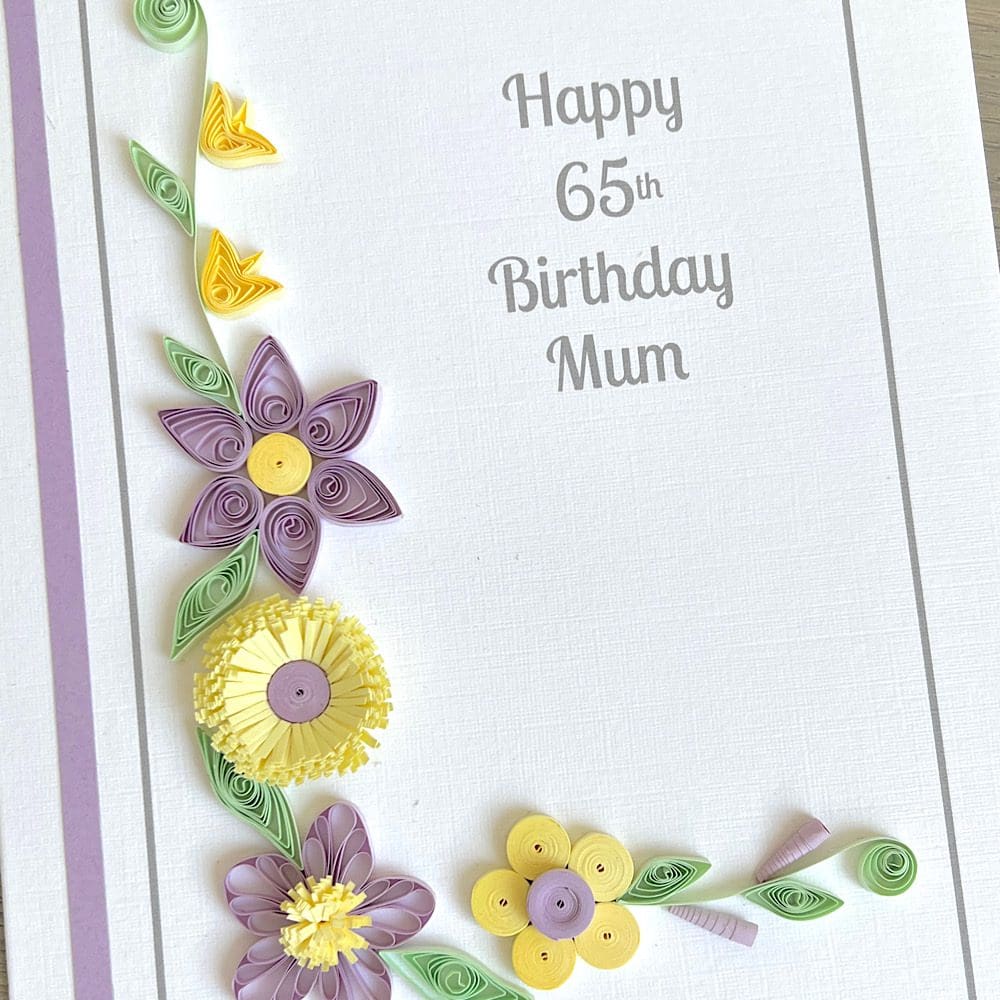 65th birthday card handmade quilled
