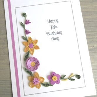 Handmade quilled 18th birthday card personalised