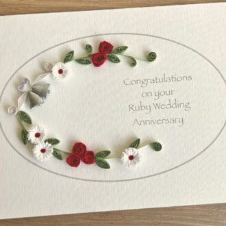 Handmade ruby 40th wedding anniversary congratulations card