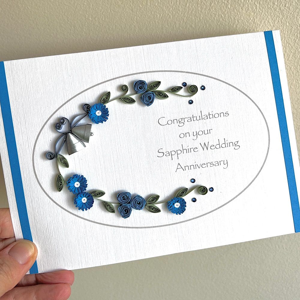 Sapphire wedding anniversary card 65th