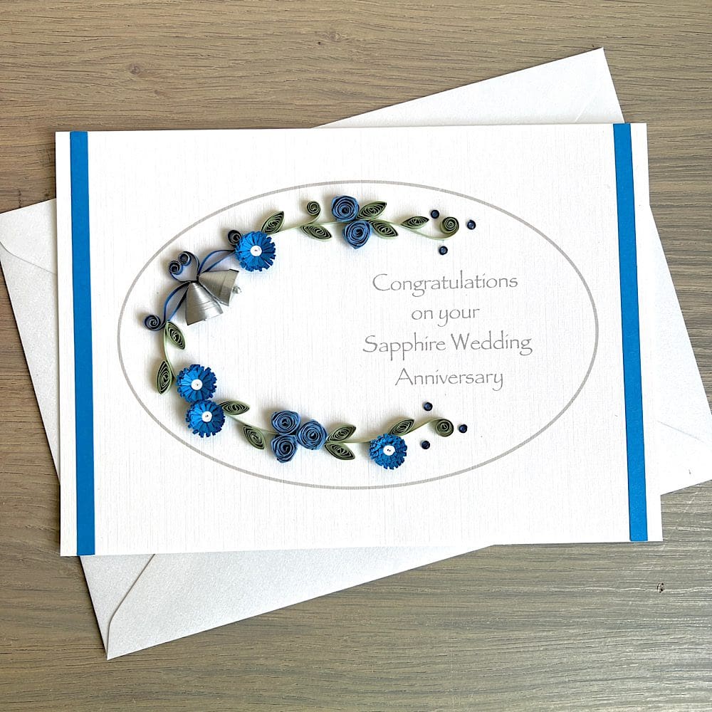 Quilled sapphire wedding 65th anniversary card