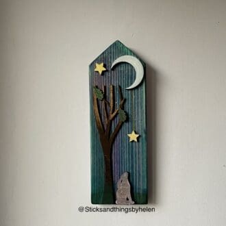 Hare gazing moon and stars wall plaque