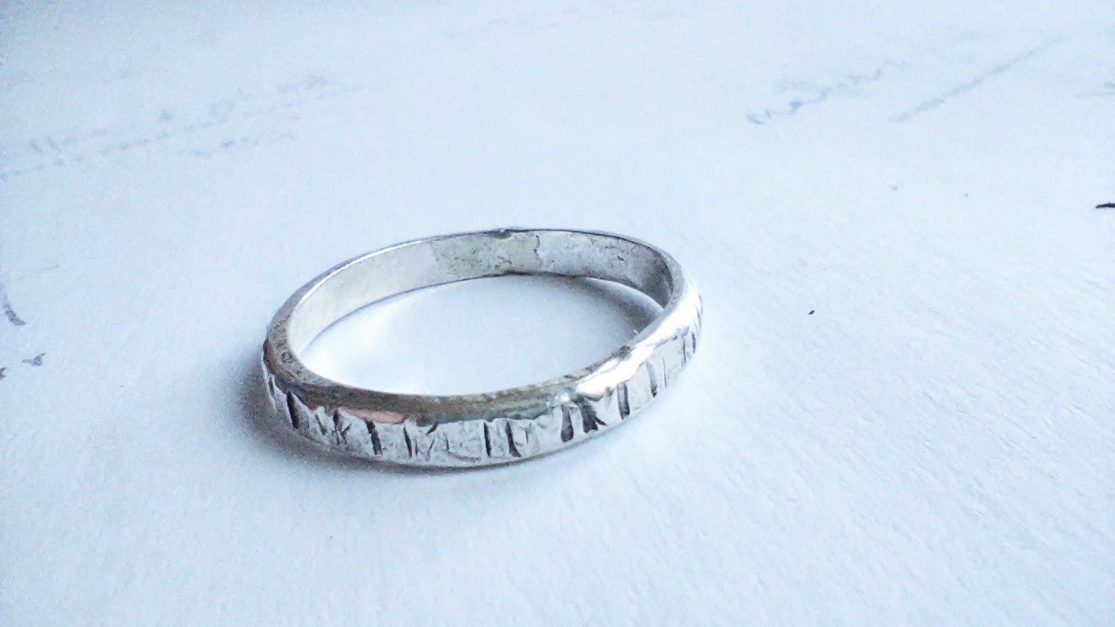 Distressed Sterling Silver Ring Organic Irregular Unique