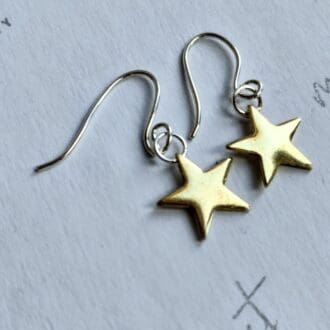 Dangle Drop Silver Gold Brass Star Earrings
