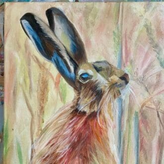 Hand painted acrylic on canvas hare