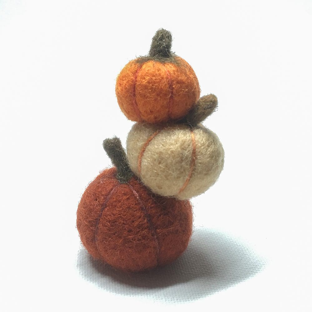 Needle felted stacking Halloween pumpkin ornament decoration