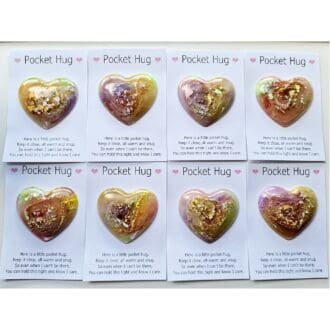 Pocket heart hug - yellow - purple- resin - gift