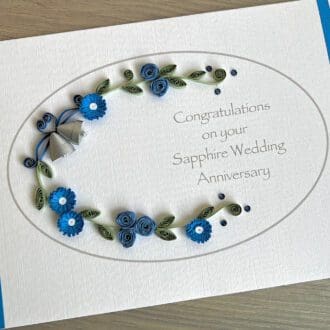 Handmade 65th sapphire wedding anniversary card
