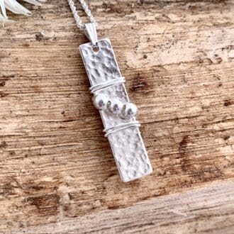 Rectangle Sterling Silver Wire Wrapped Necklace