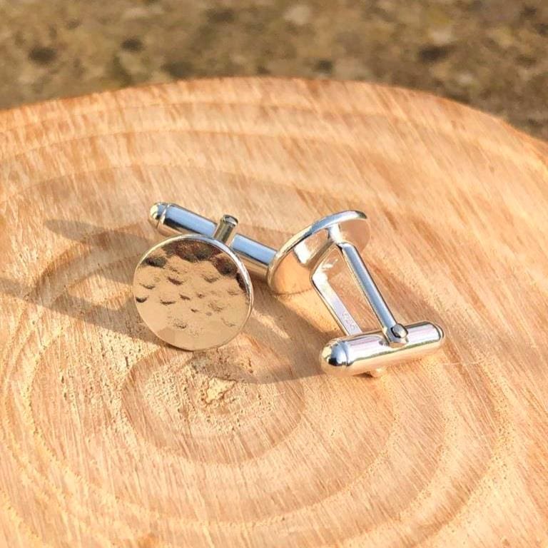 Recycled-Hammered-Silver- Pebbly-Cufflinks