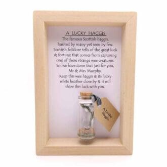 Personalised scottish wedding gift with a lucky haggis