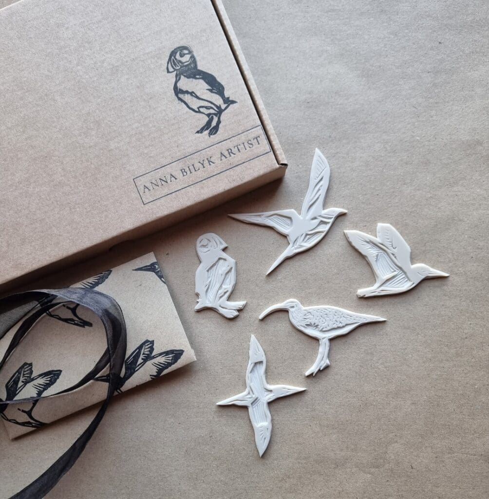 Seabirds Collection of Rubber Stamps inlcuding Puffin Gannet Arctic Skua Oyster Catcher and Curlew Lino Stamps Craft Set The British Craft House