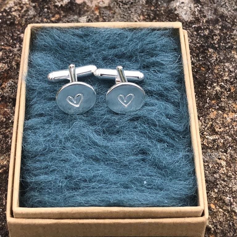 Recycled-Silver- Heart-Cufflinks